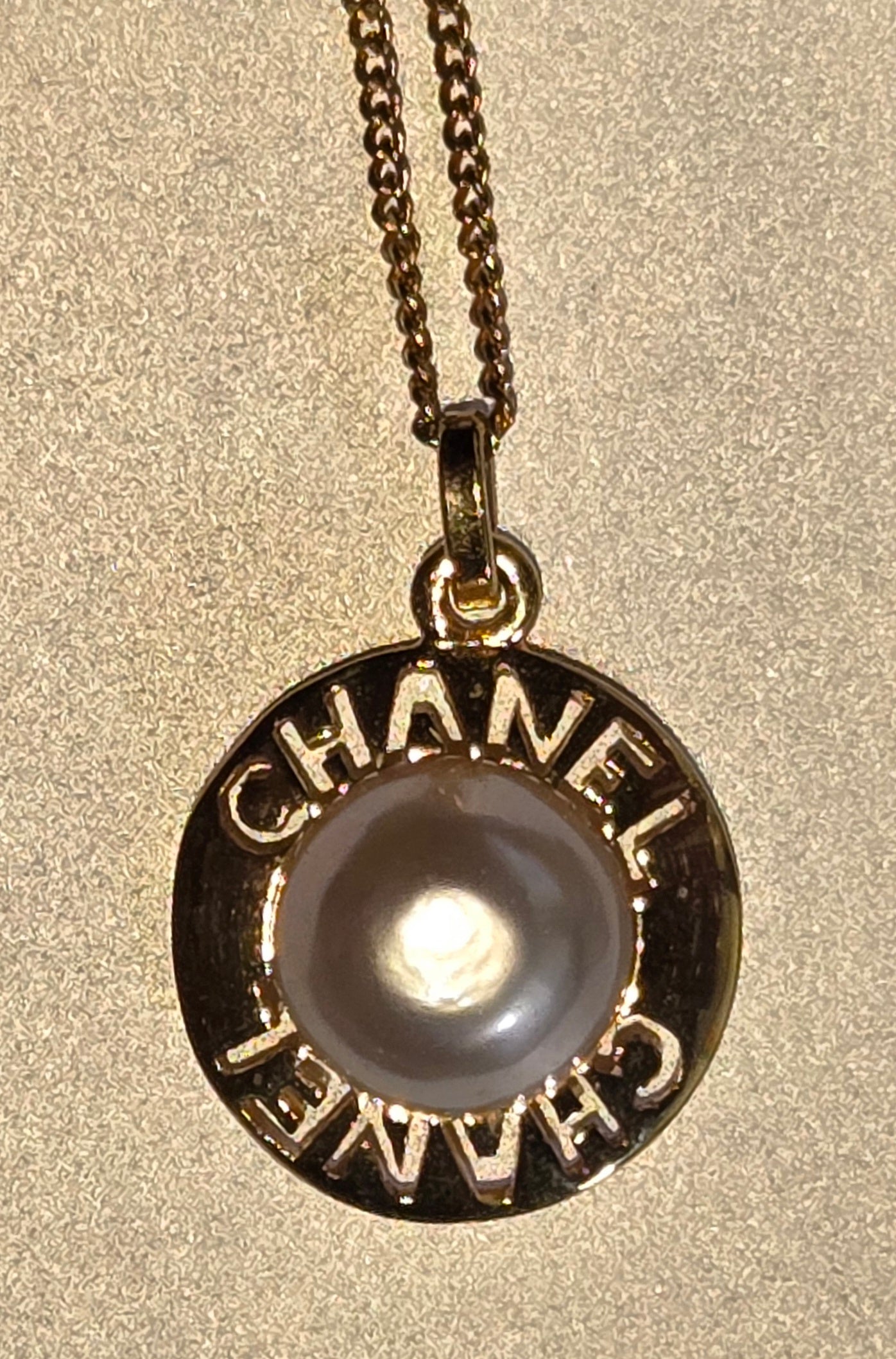 Chanel Necklace Circle GP Plated Fake Pearl Gold