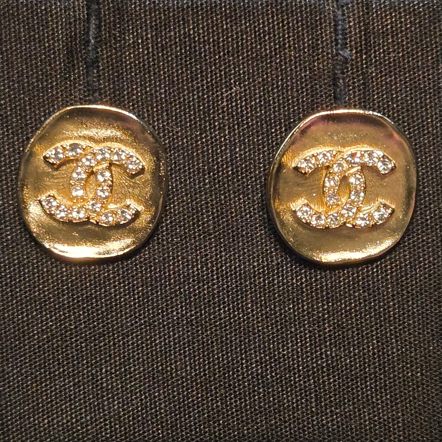 CHANEL Metal Coco Mark Rhinestone Earrings