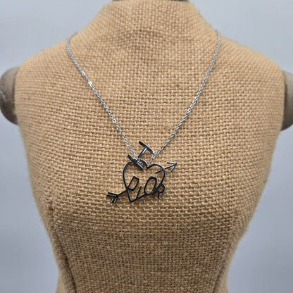 Christian Dior Necklace Heart Arrow Metal Silver - Like New