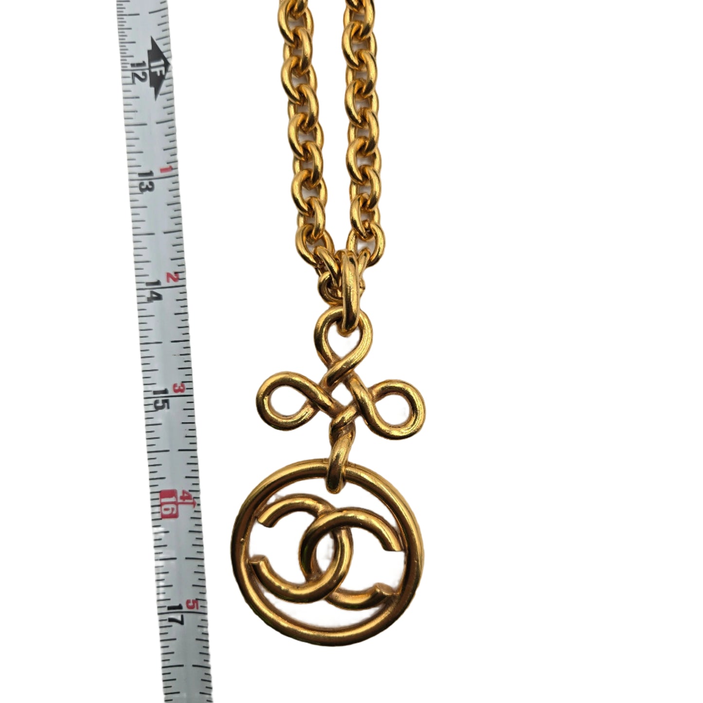 #18 - Chanel Coco Mark Round Circle Necklace Gold Plated