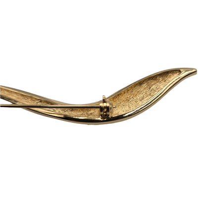 Christian Dior Dior Rotating Pin Type Leaf Motif Pave Bijou Christian Gold Brooch