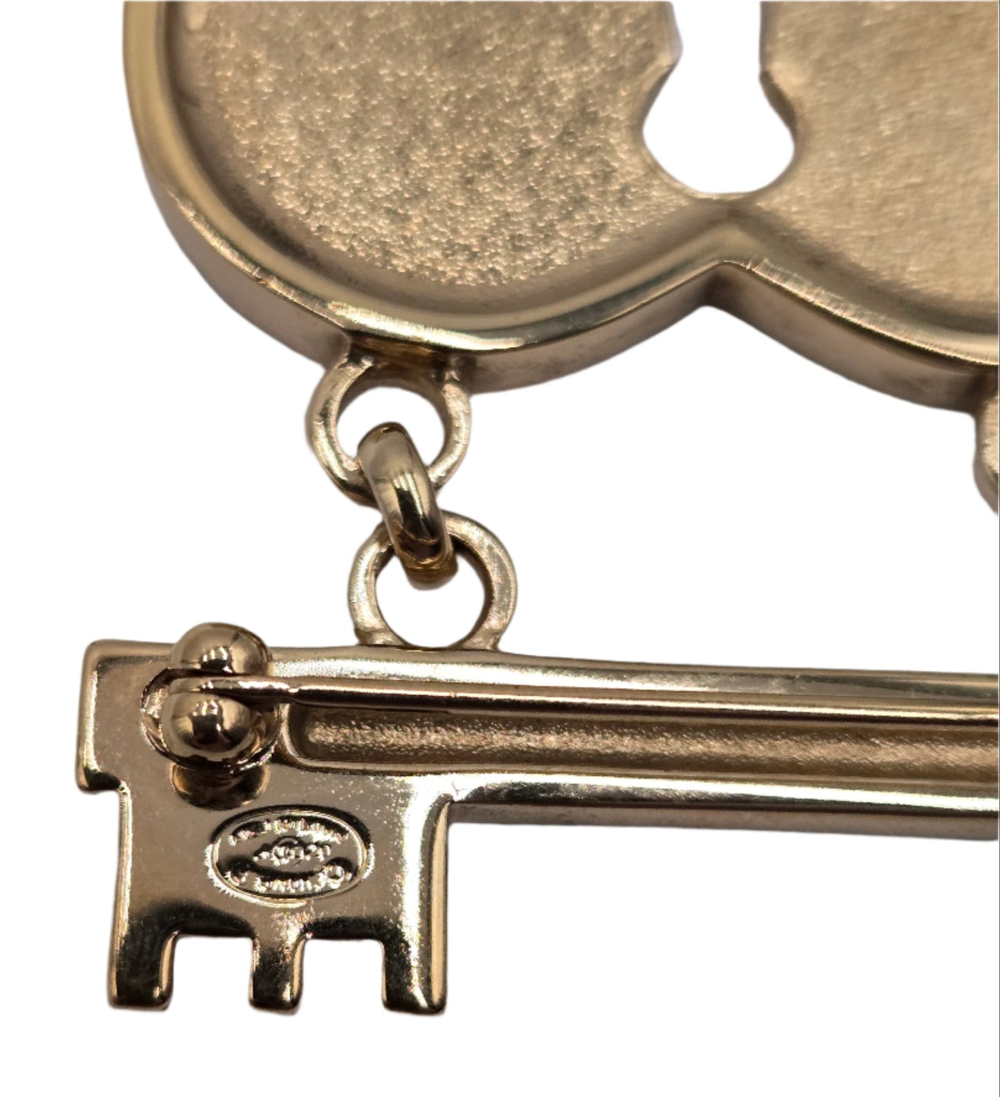 Chanel 2002 Rhinestone-Embellished Heart and Key Brooch