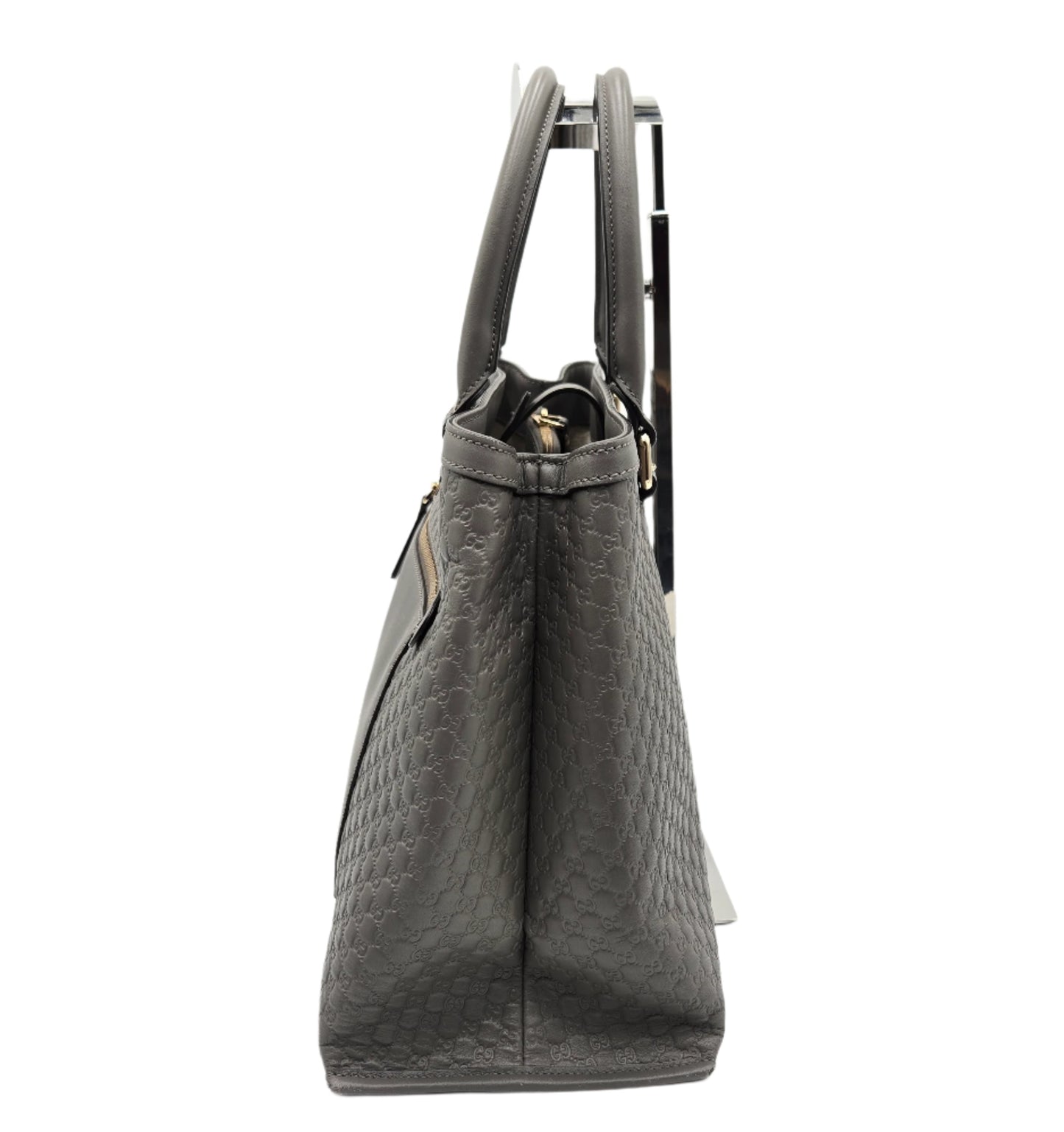GUCCI Micro Guccissima Tote Bag Handbag Shoulder Leather Grey 510291