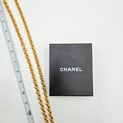 #18 - Chanel Coco Mark Round Circle Necklace Gold Plated