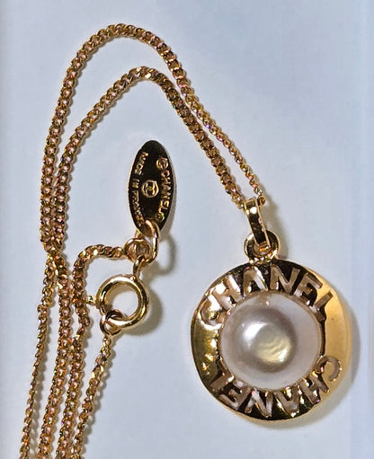 Chanel Necklace Circle GP Plated Fake Pearl Gold