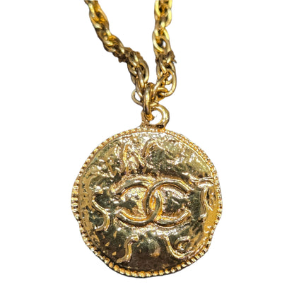 Chanel Necklace Coco Mark Circle GP Plated Gold