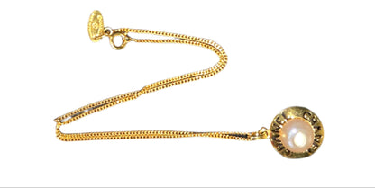 Chanel Necklace Circle GP Plated Fake Pearl Gold