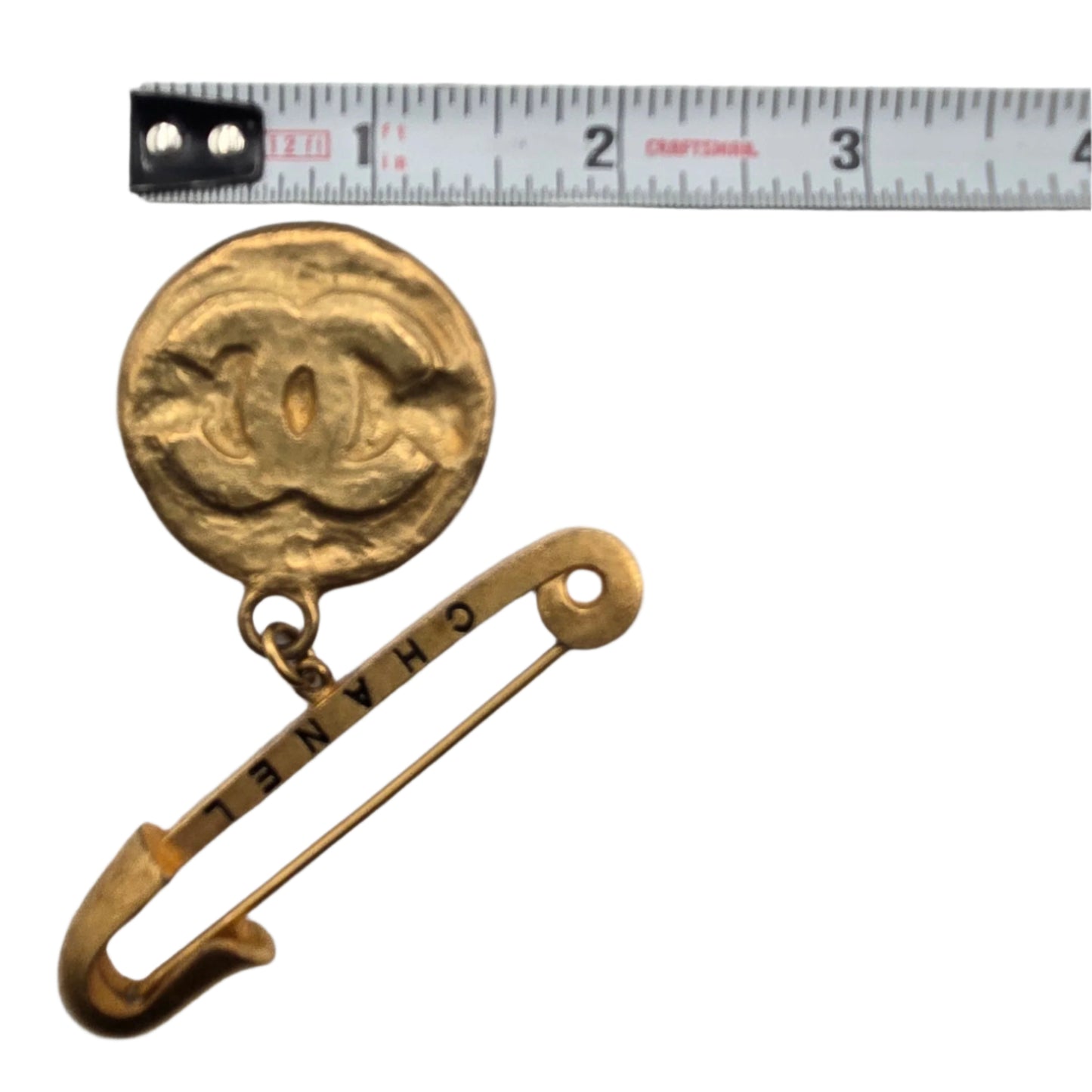 Chanel Preloved CC Gold Medallion Brooch