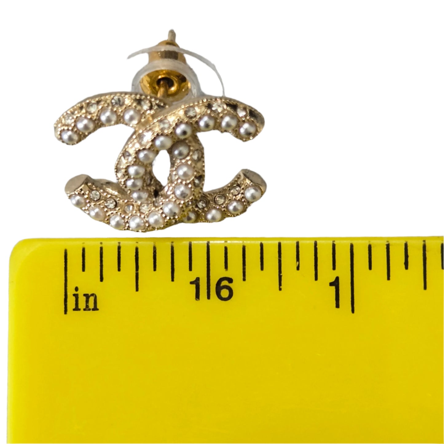 CHANEL Earrings Coco Mark CC Gold Rhinestone C23