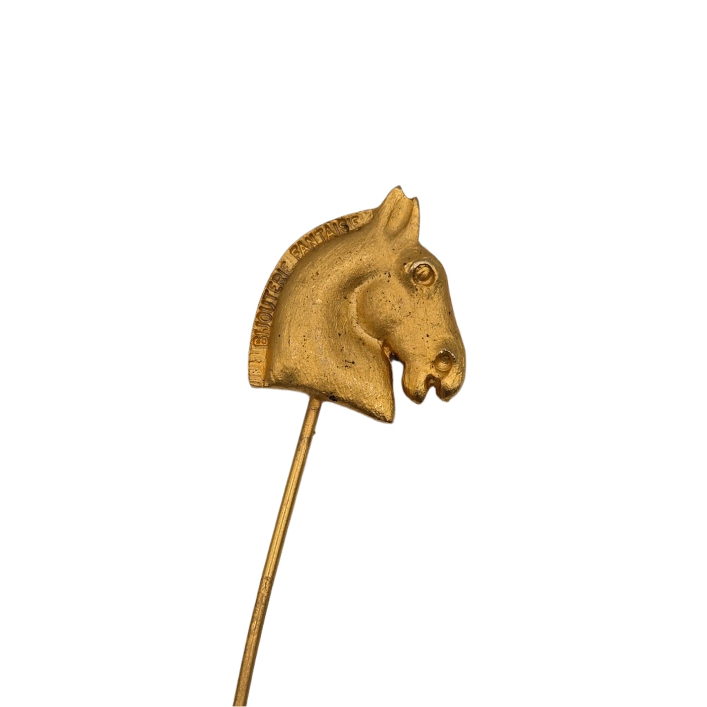 HERMES Cheval Gold Plated Horse Head Pin / Brooch - VIINTAGE