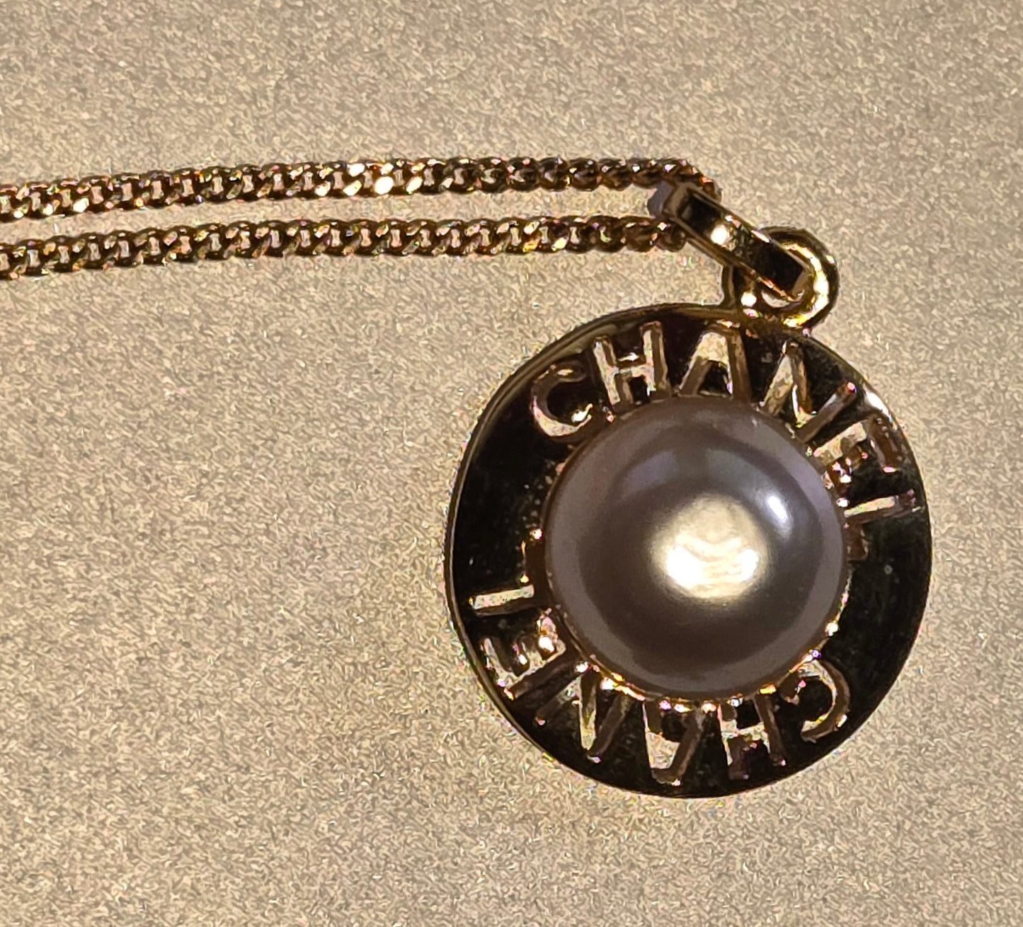 Chanel Necklace Circle GP Plated Fake Pearl Gold