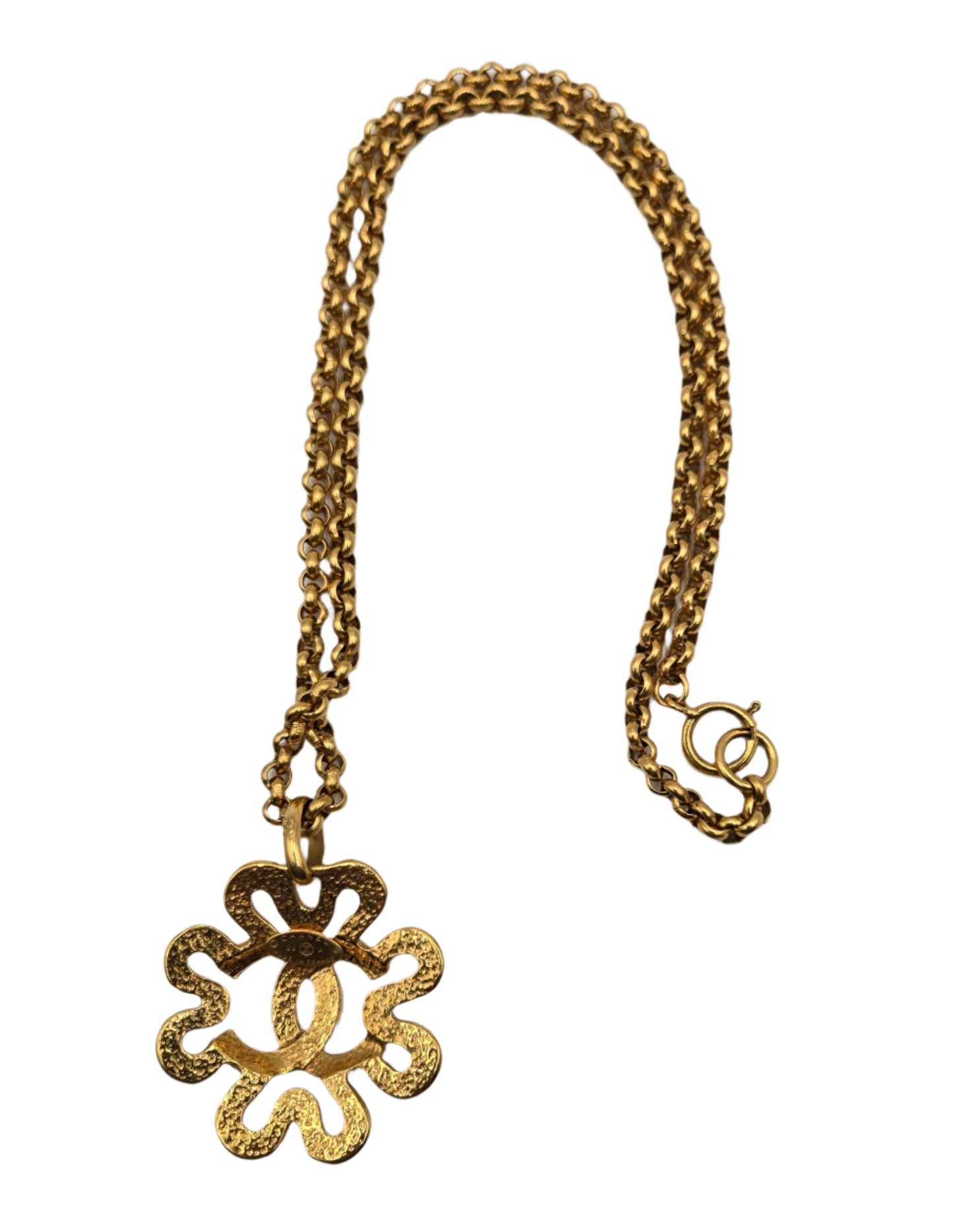 Chanel Vintage CC Clover Pendant Necklace