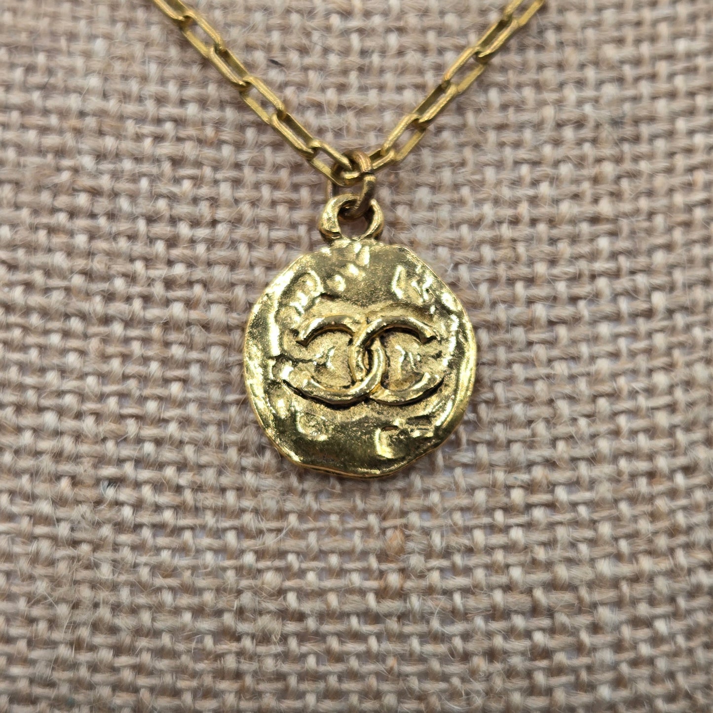 CHANEL Coco Mark GP Round Gold Necklace