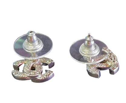 CHANEL earrings Coco mark metal rhinestone silver