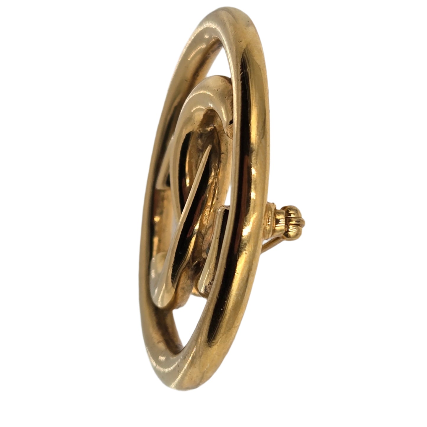 Chanel Gold Plated Coco Mark Circle Brooch Golden