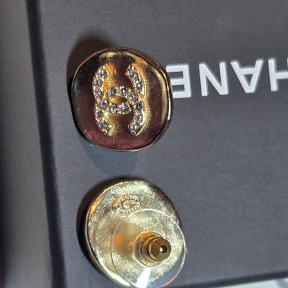 CHANEL Metal Coco Mark Rhinestone Earrings