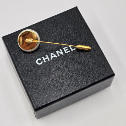 Chanel Classic Gold Plated CC Faux Pearl Pin - Vintage