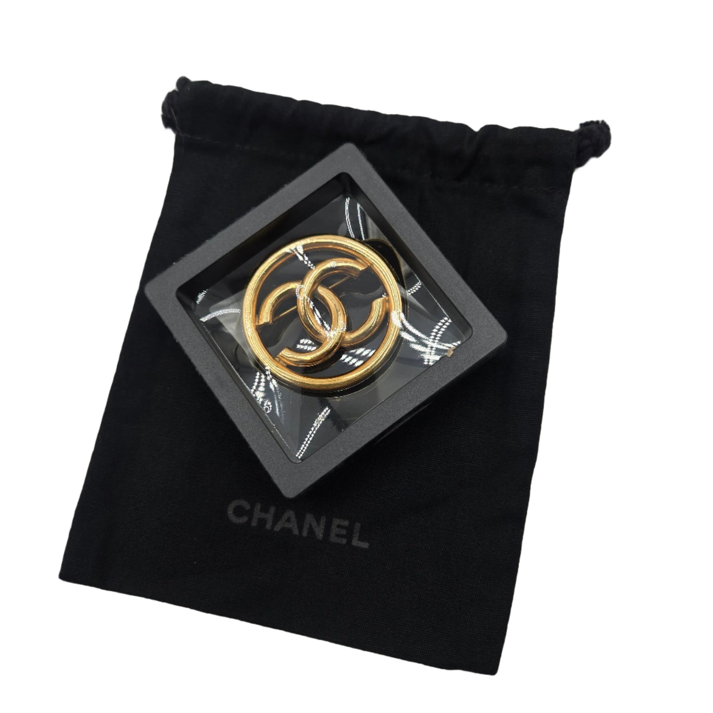 Chanel Gold Plated Coco Mark Circle Brooch Golden