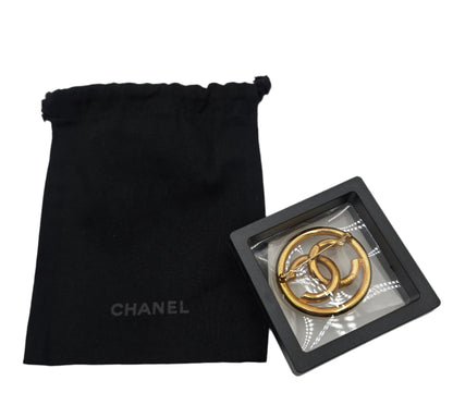 Chanel Gold Plated Coco Mark Circle Brooch Golden
