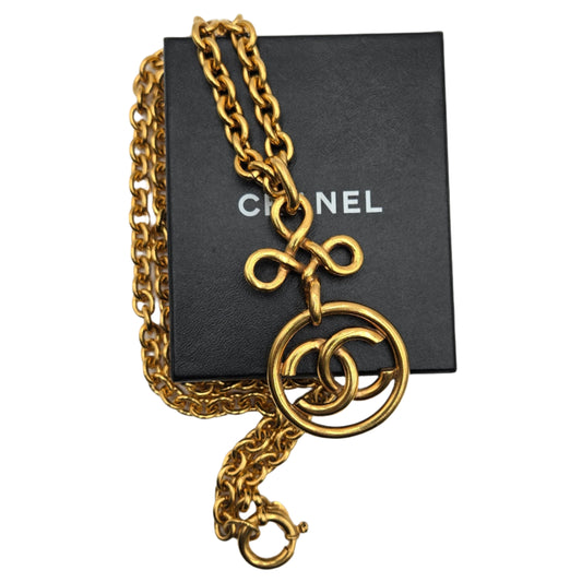 #18 - Chanel Coco Mark Round Circle Necklace Gold Plated