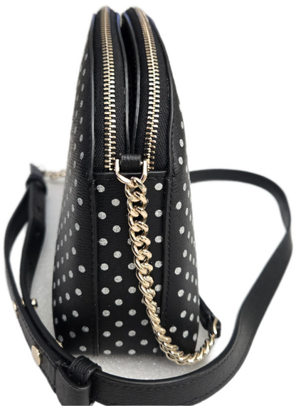 Kate Spade New York Spencer Metallic Dots Double Zip Crossbody Black - NEW