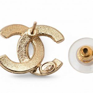 CHANEL Earrings Coco Mark CC Gold Rhinestone C23