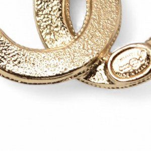 CHANEL Earrings Coco Mark CC Gold Rhinestone C23