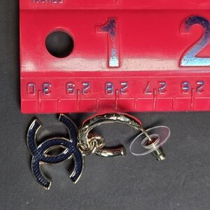 Authentic Chanel Earrings Coco Mark GP Plated Champagne Gold Black Ladies