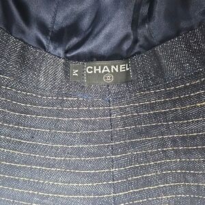 Authentic Chanel Sparkling Denim Bucket Hat Navy blue