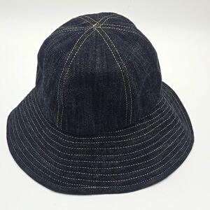 Authentic Chanel Sparkling Denim Bucket Hat Navy blue