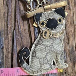 Authentic Gucci GG Plus Guccioli Oliver Dog Pug Keychain Charm