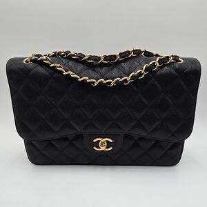 CHANEL Matelasse Caviar Quilted LG/30 Double Flap Gold Hardware - COA included