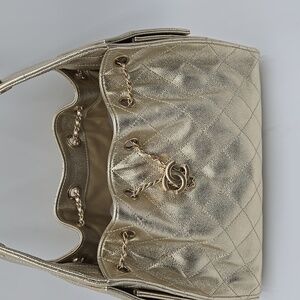 CHANEL Chain Coco Mark Matelasse Caviar Gold 25 Small AS5293 - COA Included