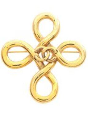 #140 - CHANEL Coco Mark Brooch Accessory GP (Gold Plated), 1993