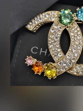 #166 - Chanel Brooch Coco Mark Rhinestone A19 S