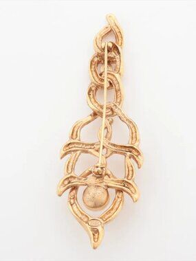 #1108 - Chanel Coco Mark L20C Brooch GP x Imitation pearl Gold