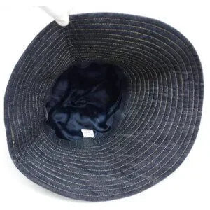 Authentic Chanel Sparkling Denim Bucket Hat Navy blue
