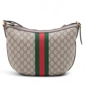 Gucci GG Supreme Monogram Web Small Ophidia Half Moon Hobo Brown - COA included