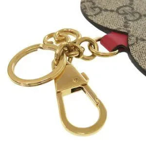 Gucci 453179 GG Supreme Heart Bag Charm Cotton Beige Keychain 0737GUCCI