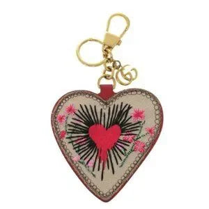 Gucci 453179 GG Supreme Heart Bag Charm Cotton Beige Keychain 0737GUCCI