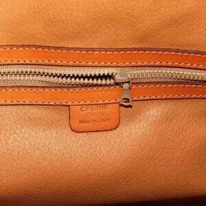 CELINE Macadam Shoulder Bag Leather Brown Gold Hardware