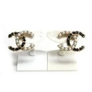 Chanel Stud Earrings B22B Coco Mark Fake Pearl - AUTHENTIC CHANEL