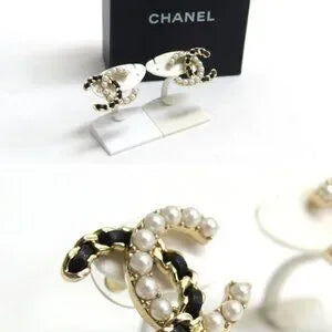 Chanel Stud Earrings B22B Coco Mark Fake Pearl - AUTHENTIC CHANEL