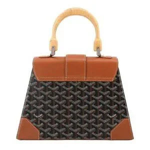 Goyard Saigon PM 2-way hand/shoulder Bag - PVC, leather, wood, black/brown Herringbone