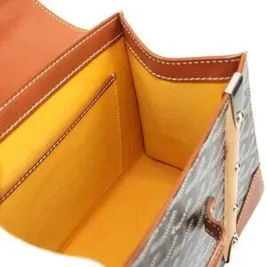 Goyard Saigon PM 2-way hand/shoulder Bag - PVC, leather, wood, black/brown Herringbone