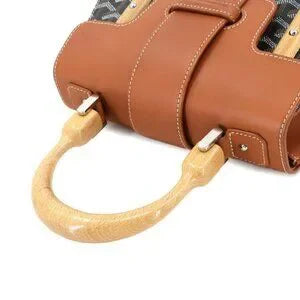 Goyard Saigon PM 2-way hand/shoulder Bag - PVC, leather, wood, black/brown Herringbone