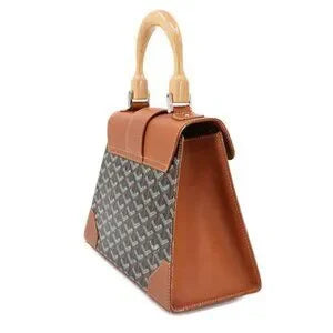 Goyard Saigon PM 2-way hand/shoulder Bag - PVC, leather, wood, black/brown Herringbone