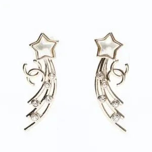 #147 CHANEL Star CC Earrings Silver, 2016 pierced - AUTHENTIC CHANEL