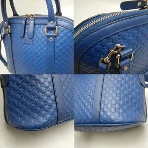 GUCCI 449663 Handbag Micro Guccissima Leather Blue - COA included