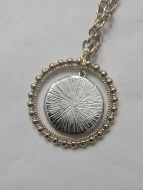 #145 CHANEL Coco Mark Necklace Jewelry GP (Gold Plated) Women's Gold and Silver